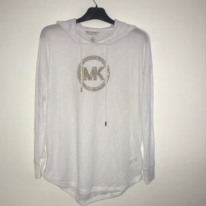 Michael Kors. White hooded long sleeve w/studs. XS